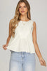 Sleeveless Ruffle White Top - Little Jill & Co.