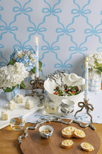 Blue Bow Candlestick