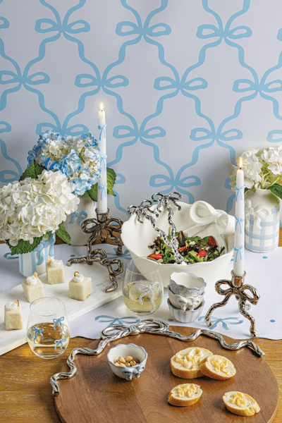 Blue Bow Candlestick