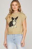 DROP SLEEVE DOG PATTERN SWEATER
