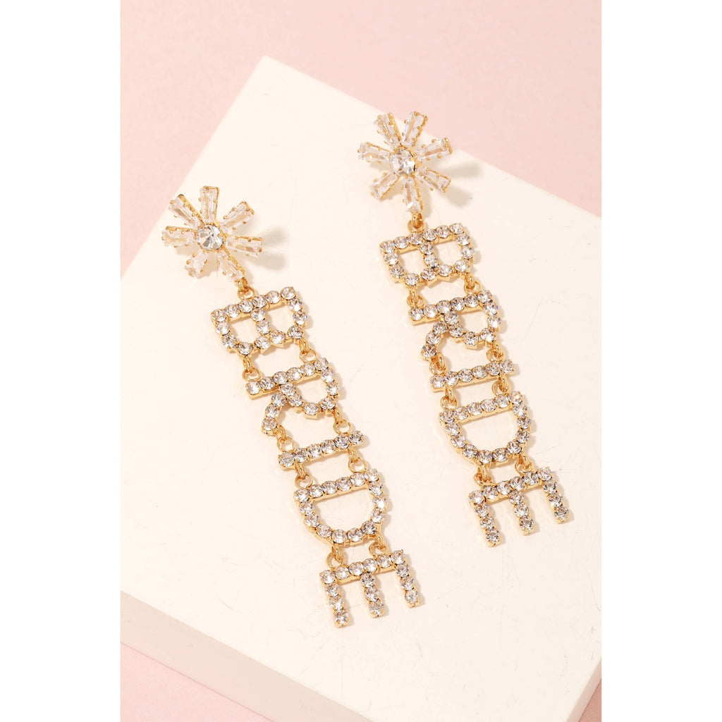 Floral Rhinestone Bride Earrings