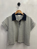 Navy Striped Short Sleeve Knit Top