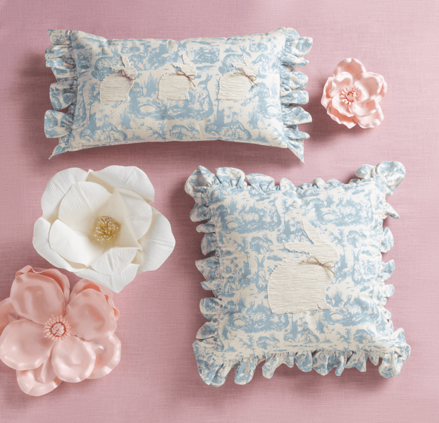 Lumbar Toile Bunny Pillow - Little Jill & Co.