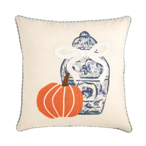 Square Pumpkin Topiary Pillow