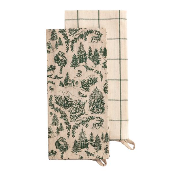 Toile Christmas Towel Set