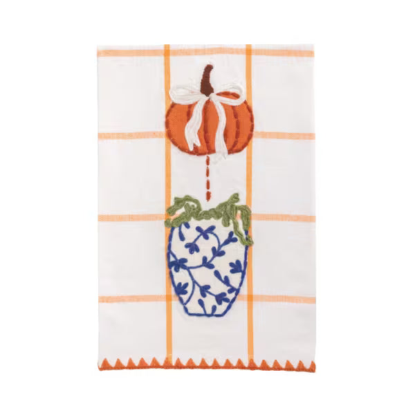 Orange Pumpkin Applique Topiary Towel