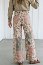 Western Floral Patchwork Straight Jeans