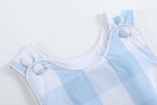 Large Blue Check Bubble Romper