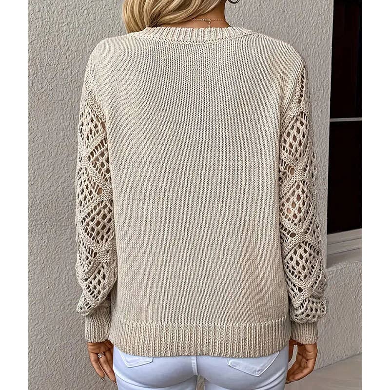 CUT-OUT V-NECK PULLOVER ALL-IN-ONE SWEATER - Little Jill & Co.