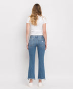 MID RISE DISTRESSED HEM ANKLE BOOTCUT JEANS F5011