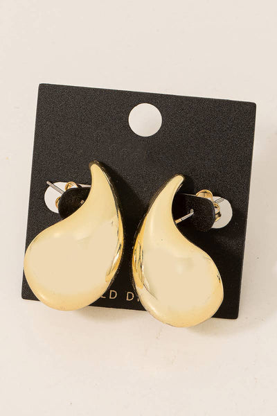 Large Gold Dipped Tear Huggie Earrings