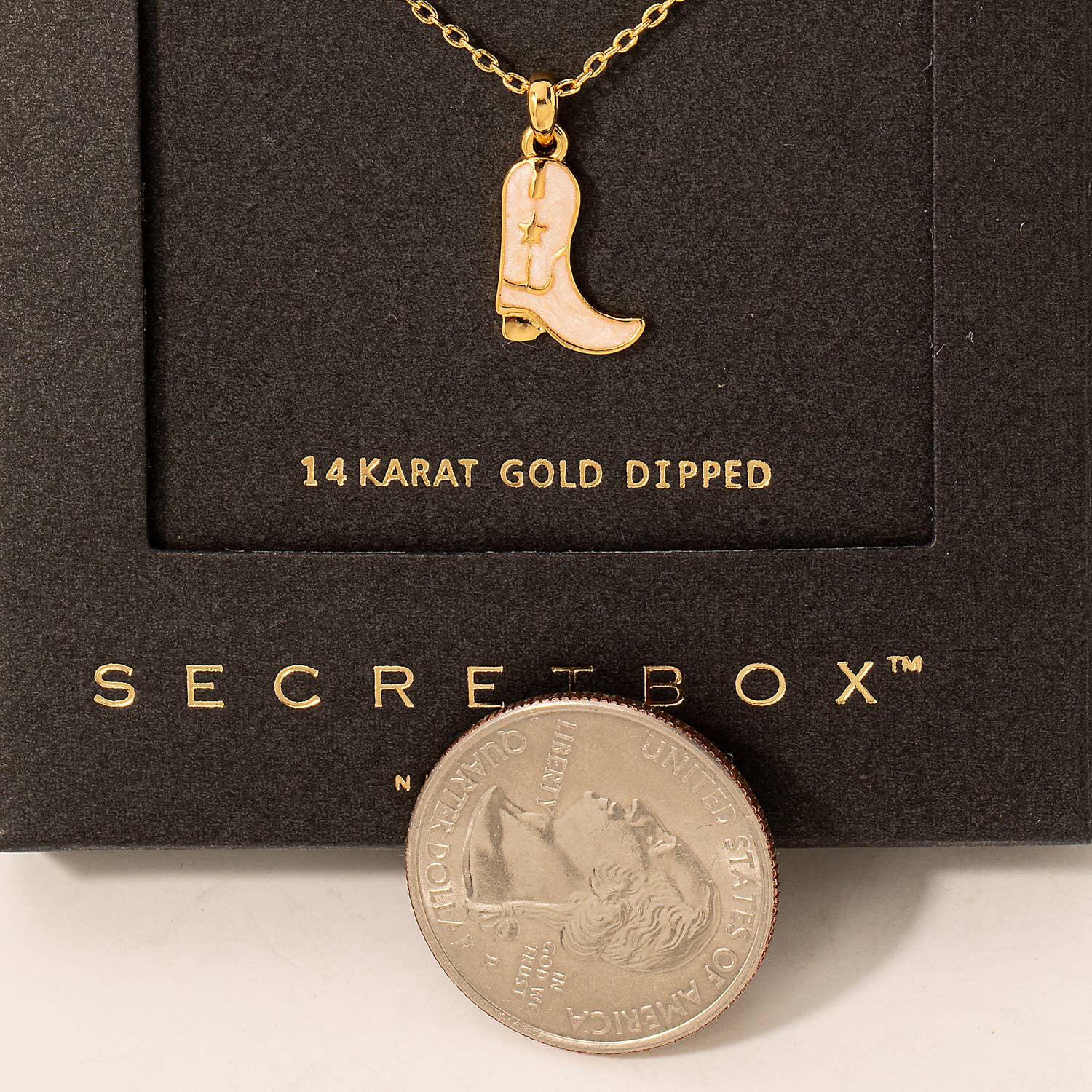 Secret Box Cowboy Boot Charm Necklace