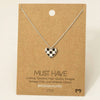 Gold Dipped Epoxy Checkered Heart Pendant Necklace