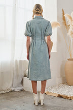Denim Midi Puff Sleeve Dress