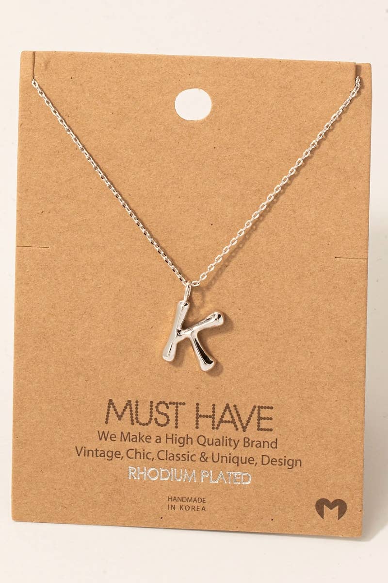 Gold Dipped Bubble Letter Pendant Necklace
