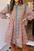 Boho Floral Collar Mini Dress