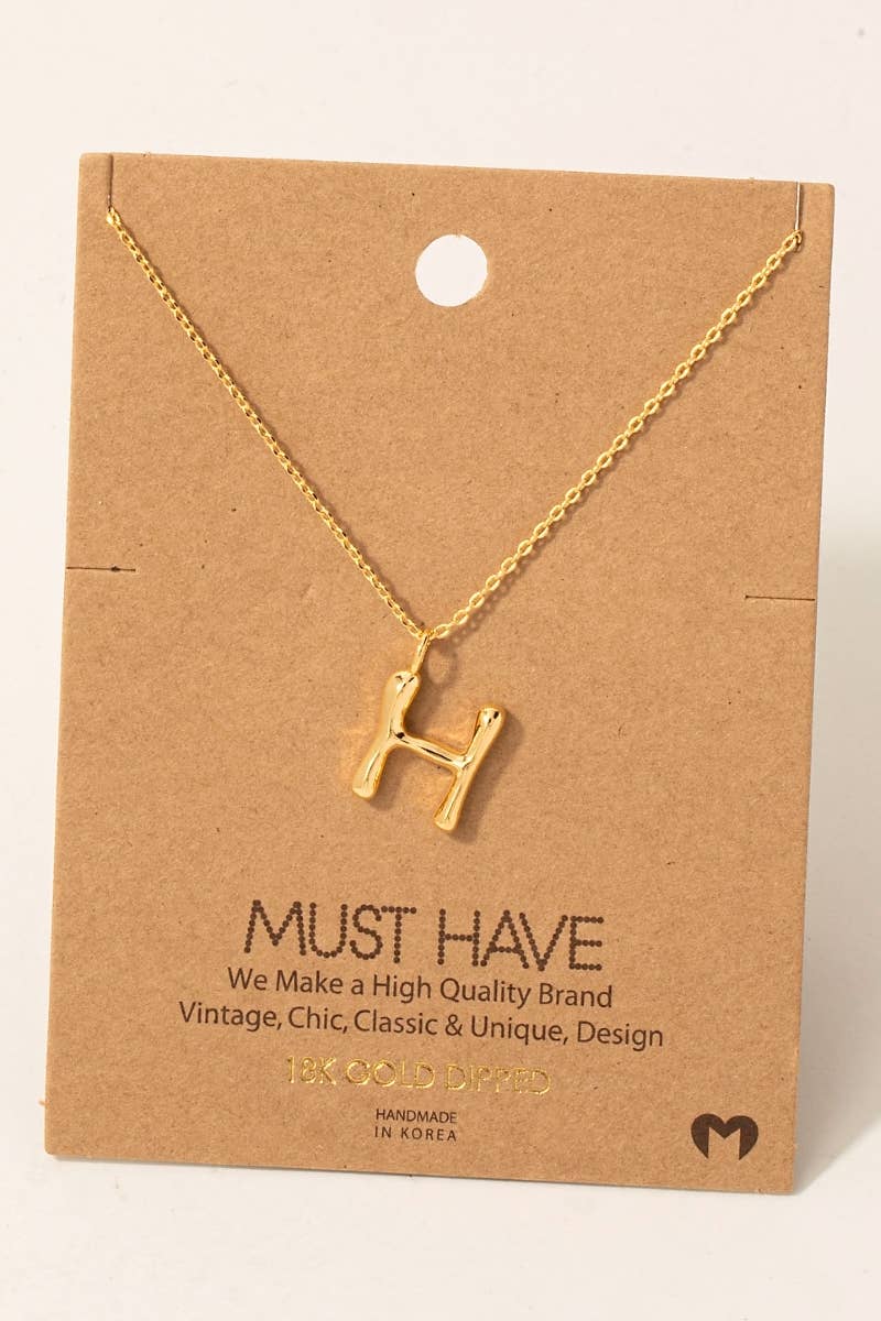 Gold Dipped Bubble Letter Pendant Necklace