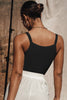 U-neck thread knit solid color short crop slim-fit vest