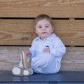 SBC Signature Boys Long Sleeve Polo Romper - Blue Stripe