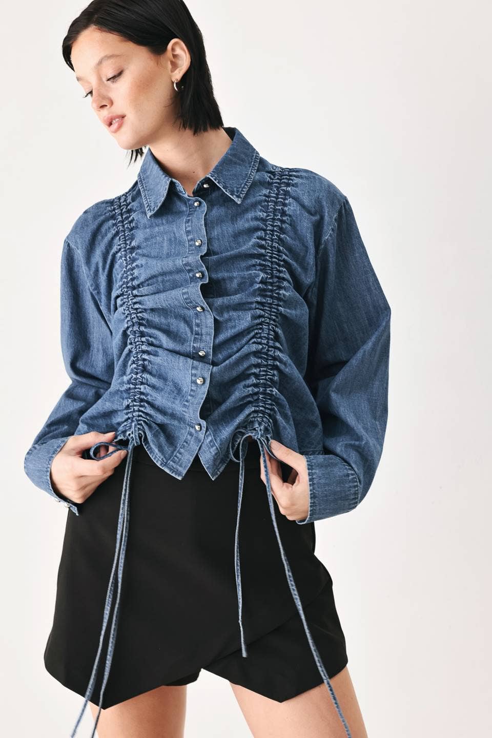 A lightweight denim top
