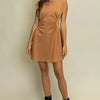 Caramel Ruched Side Cut-Out Mini Dress - Little Jill & Co.