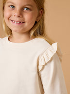 Girls Ivory Knit Flutter Sweatshirt