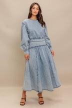 An acid washed denim top - IT13756 - Little Jill & Co.