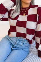 WOMEN PATCHWORK PATTERN LOOSE FIT KNITTED - Little Jill & Co.