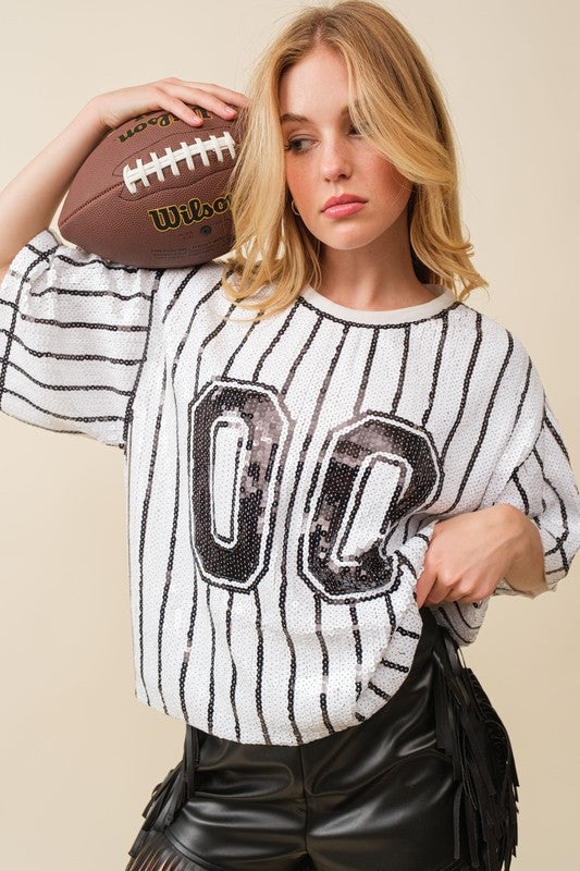 Game Day Tunic Top White/Black - Little Jill & Co.