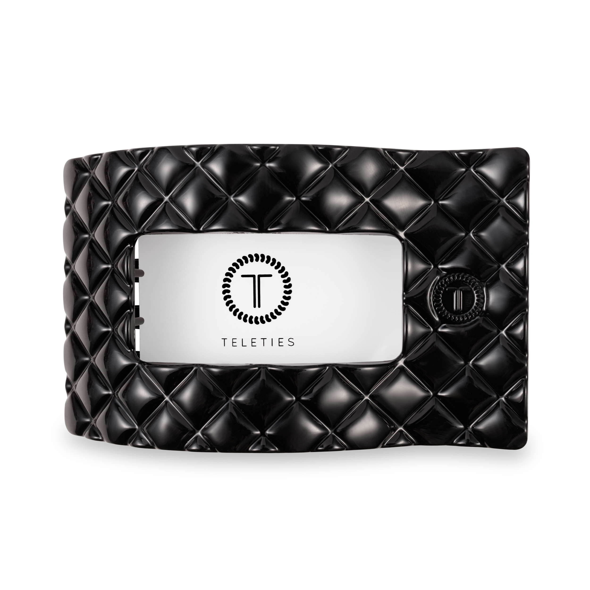Flat Rectangle Hair Clip | Large | Jet Black Quilted