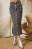 SS3503 SIDE SLIT PENCIL DENIM LONG SKIRT