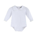 White Lace Collared Girls Long Sleeve Bodysuit Romper