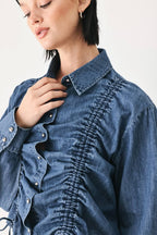 A lightweight denim top