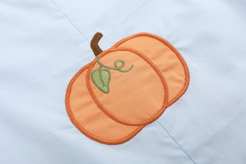 Light Blue Pumpkin Applique Overalls - Little Jill & Co.