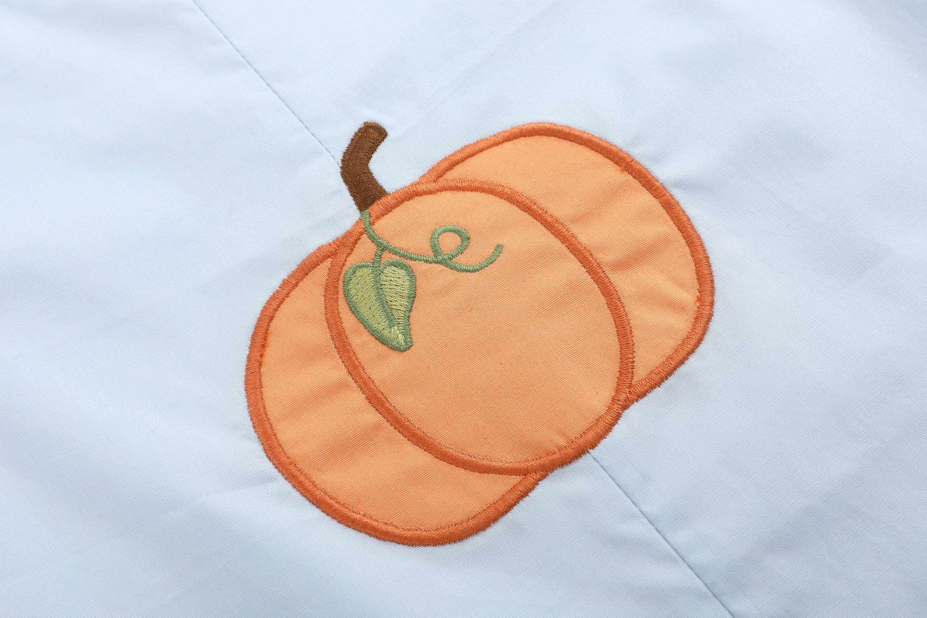 Light Blue Pumpkin Applique Overalls - Little Jill & Co.