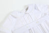 White Collared Button Romper with Bonnet