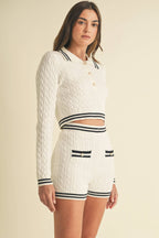 Cable-knitted Sweater top