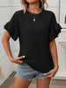Solid Color Round Neck T-shirt Top
