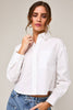 Long Sleeve Cropped Button Down Poplin Shirt