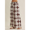 Coastal Breeze Earthy Aesthetic Seashell Print Wide-Leg Pant