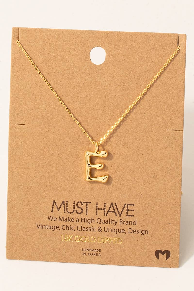Gold Dipped Bubble Letter Pendant Necklace