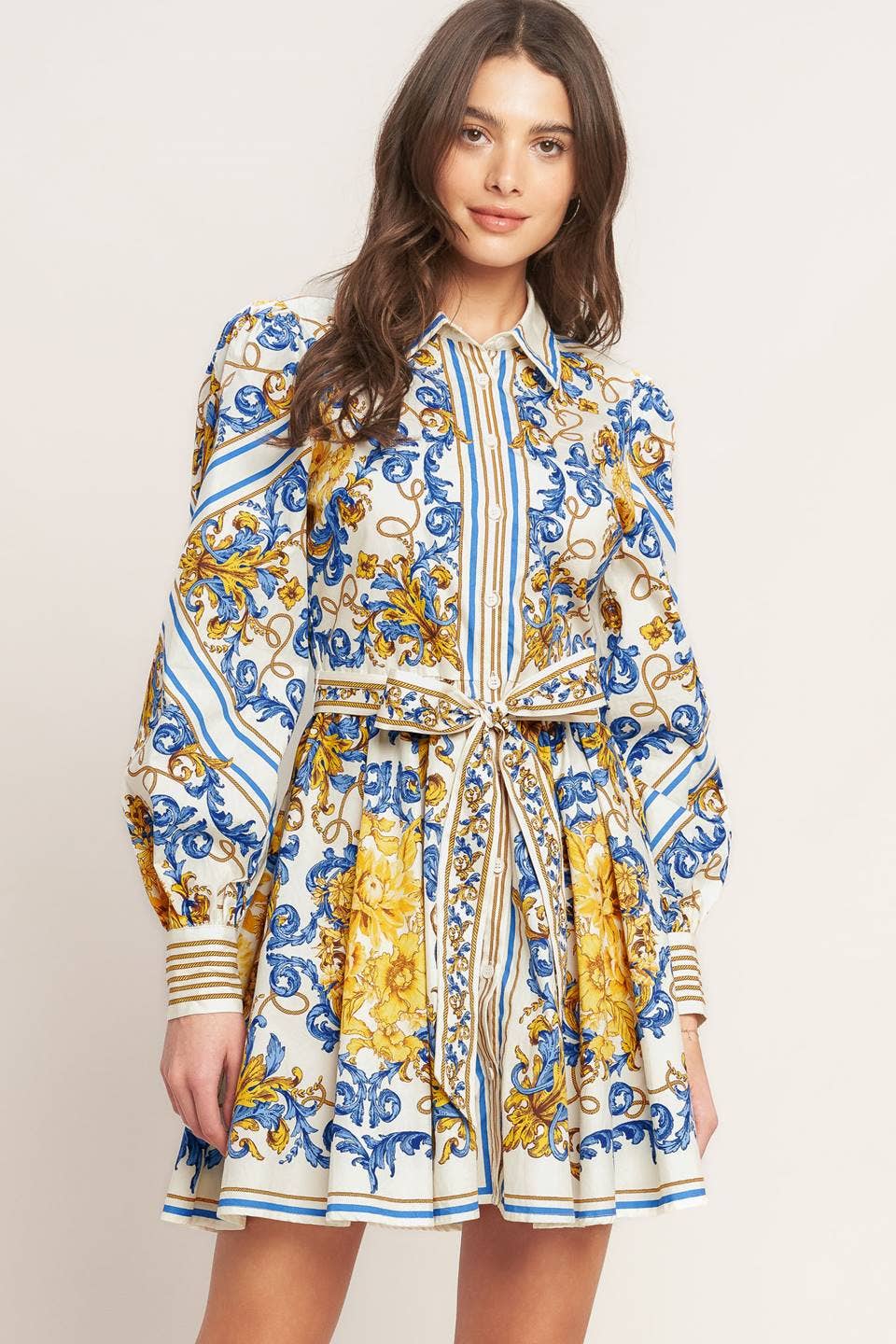 A printed woven mini dress - ID23279 - Little Jill & Co.