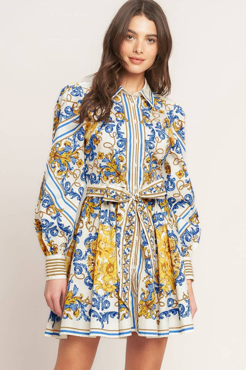 A printed woven mini dress - ID23279 - Little Jill & Co.