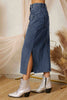 SS3503 SIDE SLIT PENCIL DENIM LONG SKIRT