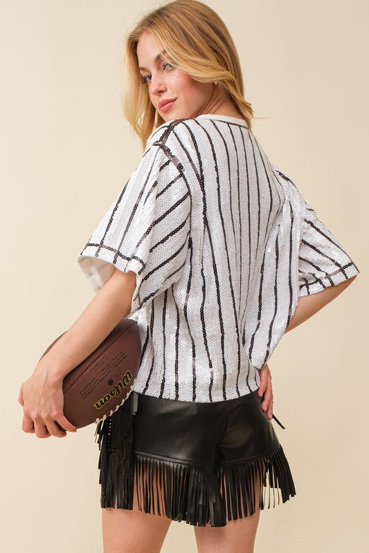 Game Day Tunic Top White/Black - Little Jill & Co.