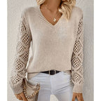 CUT-OUT V-NECK PULLOVER ALL-IN-ONE SWEATER - Little Jill & Co.