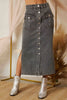 SS3503 SIDE SLIT PENCIL DENIM LONG SKIRT