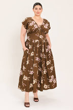 A printed woven midi dress