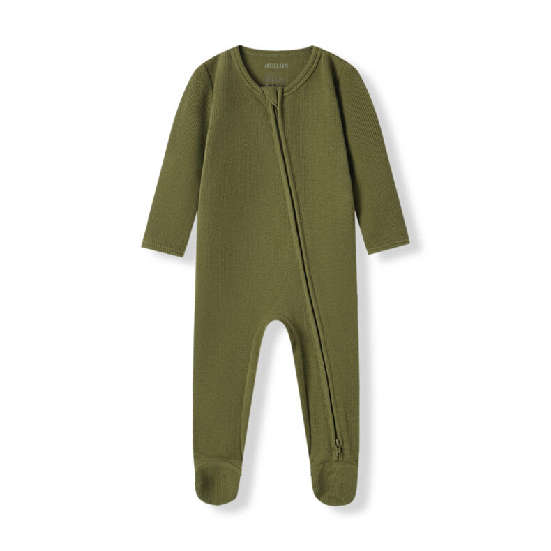 Waffle Zip Footed Romper