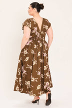 A printed woven midi dress